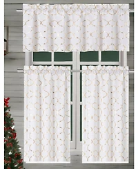 Kate Aurora Christmas Collection Metallic Foil Cotton Blend Lattice Cafe Kitchen Curtain Tier & Valance Set