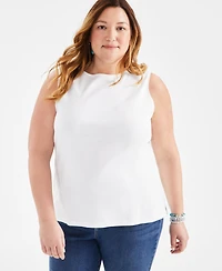 Style & Co Plus Boat-Neck Knit Tank Top, Exclusively at Macy's
