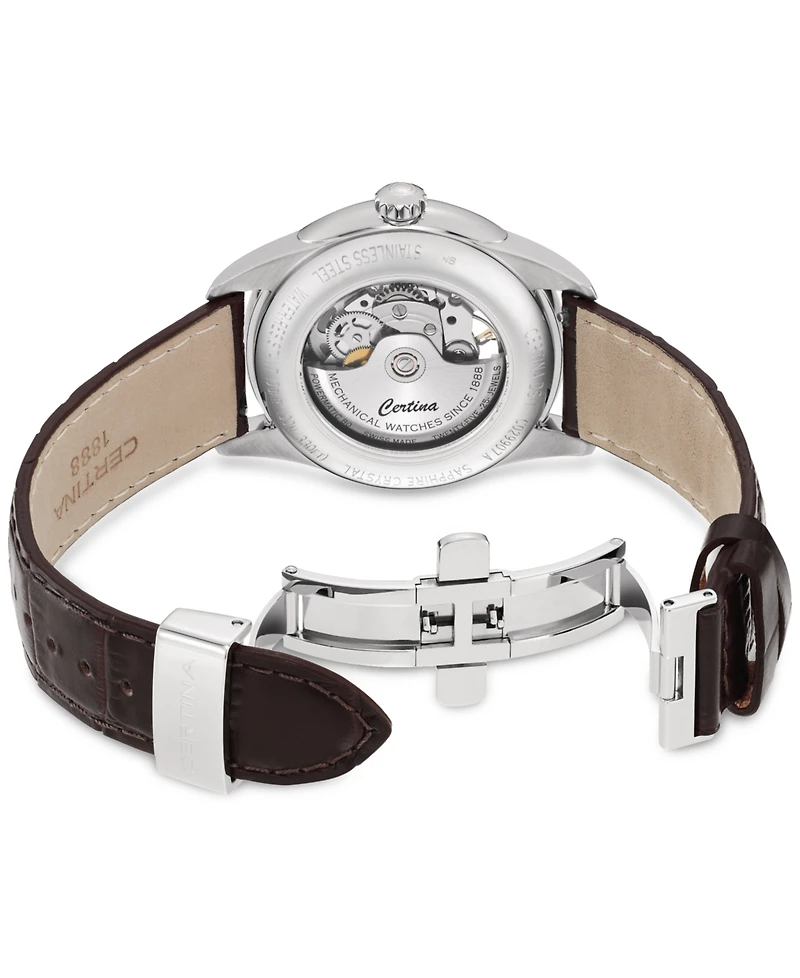 Certina Men's Swiss Automatic Ds-1 Skeleton Black Strap Watch 40mm