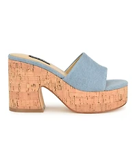 Nine West Women's Boone Slip-On Block Heel Platform Sandals