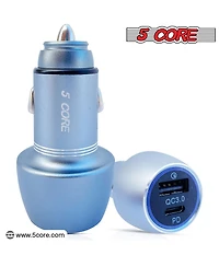 5 Core Usb Car Charger Cigarette Lighter Adapter 1 Usb 1 Type C Port Qc 3.0 36W Fast Charging