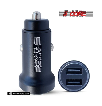 5 Core Usb Car Charger Cigarette Lighter Adapter Dual Usb Port Adapter 12/24 V Fast Charging