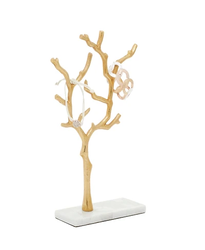 Rosemary Lane Real Marble Tree Jewelry Stand with Rectangular Base