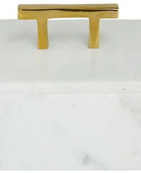 Rosemary Lane Real Marble Box with Gold-Tone Handle Set of 3 - 12", 10", 8" W