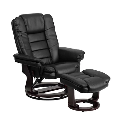 Multi-Position Stitched Recliner & Ottoman With Swivel Base