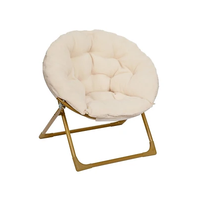 Io Kid'S Folding Saucer Chair With Cozy Faux Fur Upholstery And Metal Frame For Playroom, Bedrooms, Nursery And More