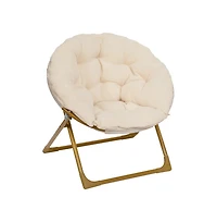 Io Kid'S Folding Saucer Chair With Cozy Faux Fur Upholstery And Metal Frame For Playroom, Bedrooms, Nursery And More