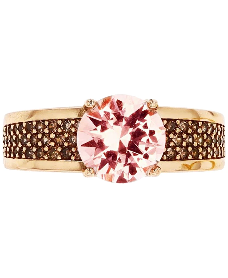 Simulated Morganite Nano (1-5/8 ct. t.w.) & Smoky Cubic Zirconia Pave Statement Ring 14k Rose Gold-Plated Sterling Silver