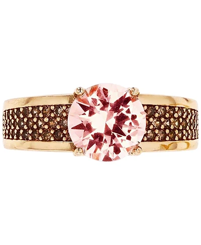 Simulated Morganite Nano (1-5/8 ct. t.w.) & Smoky Cubic Zirconia Pave Statement Ring 14k Rose Gold-Plated Sterling Silver