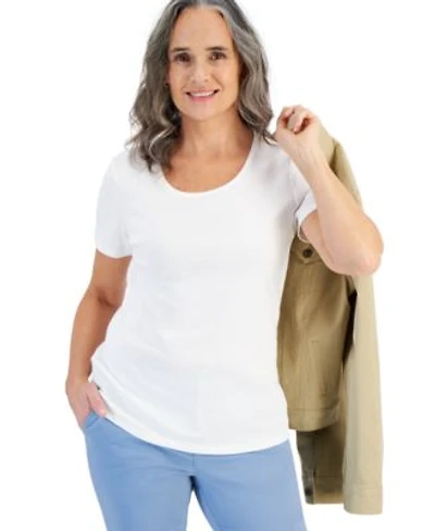 Style Co Womens Cotton Short Sleeve Scoop Neck Top Pxs 4x Created For Macys