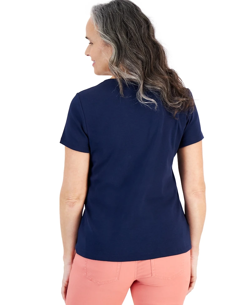 Style & Co Petite Cotton Scoop-Neck Short-Sleeve Top, Created for Macy's