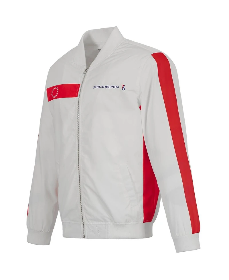 Men's Jh Design White Philadelphia 76ers 2022/23 City Edition Full-Zip Nylon Bomber Jacket