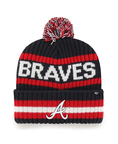Men's '47 Brand Navy Atlanta Braves Bering Cuffed Knit Hat with Pom