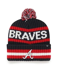 Men's '47 Brand Navy Atlanta Braves Bering Cuffed Knit Hat with Pom