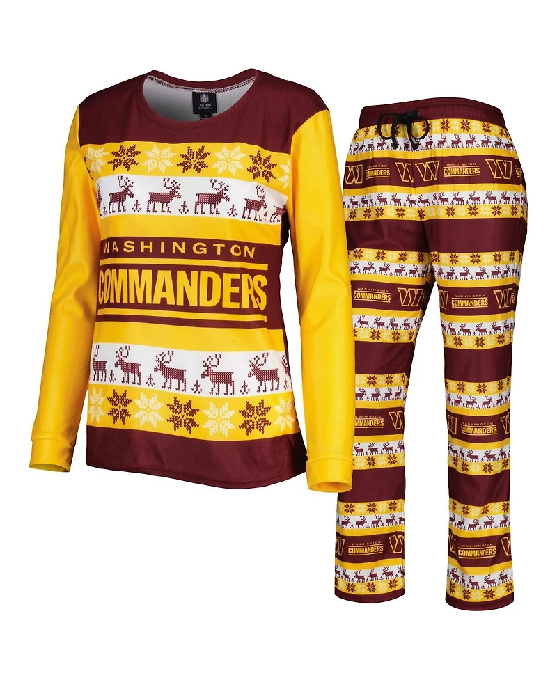 Women's Foco Burgundy Washington Commanders Holiday Ugly Pajama Set