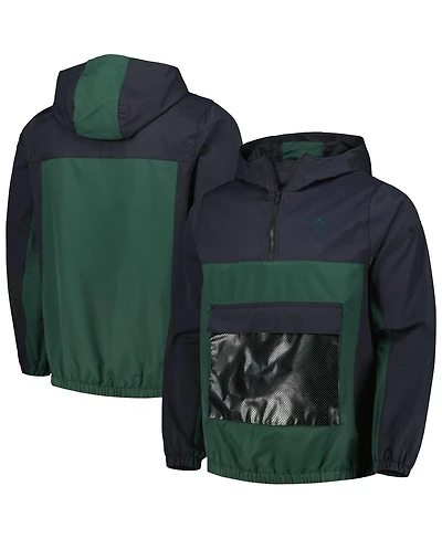 Men's Nike Green Liverpool Anorak Hoodie Quarter-Zip Jacket