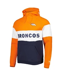 Men's New Era Navy Denver Broncos Colorblock Current Pullover Hoodie