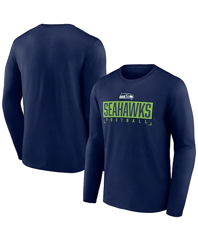 Men's Fanatics Navy Seattle Seahawks Big and Tall Wordmark Long Sleeve T-shirt