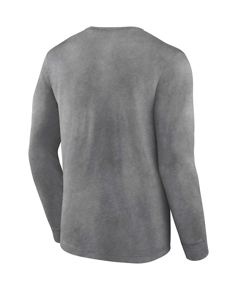 Men's Fanatics Heather Charcoal Distressed New Orleans Saints Washed Primary Long Sleeve T-shirt