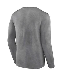 Men's Fanatics Heather Charcoal Distressed New Orleans Saints Washed Primary Long Sleeve T-shirt