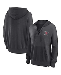 Women's Fanatics Heather Charcoal Oklahoma Sooners Campus Lace-Up Pullover Hoodie
