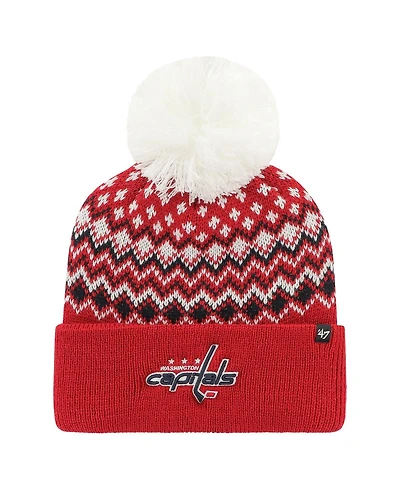 Women's '47 Brand Red Washington Capitals Elsa Cuffed Knit Hat with Pom