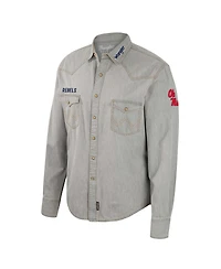 Men's Colosseum x Wrangler Gray Ole Miss Rebels Cowboy Cut Western Full-Snap Long Sleeve Shirt