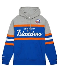 Men's Mitchell & Ness Royal, Gray New York Islanders Head Coach Pullover Hoodie