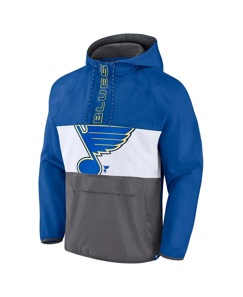 Men's Fanatics Blue St. Louis Blues Flagrant Foul Anorak Raglan Half-Zip Hoodie Jacket