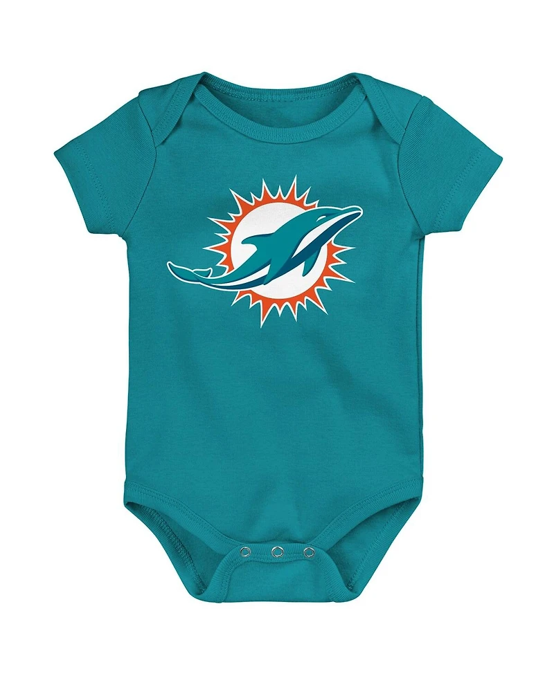 Newborn and Infant Boys Girls Aqua Miami Dolphins Team Logo Bodysuit