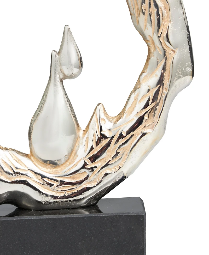 Rosemary Lane Aluminum Abstract Metallic Melting Drip Collection Sculpture with Marble Base