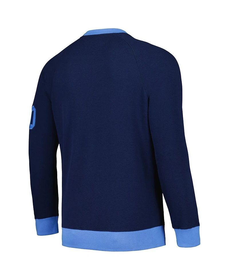 Men's Tommy Hilfiger Navy Tennessee Titans Reese Raglan Tri-Blend Pullover Sweatshirt