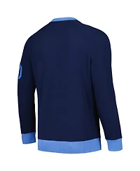 Men's Tommy Hilfiger Navy Tennessee Titans Reese Raglan Tri-Blend Pullover Sweatshirt
