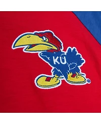 Men's Mitchell & Ness Red Kansas Jayhawks Legendary Slub Raglan Long Sleeve T-shirt