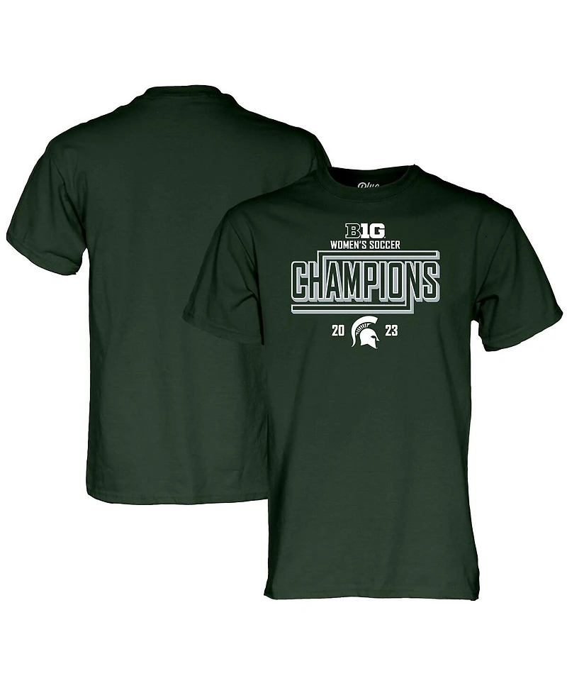 Men's and Women's Blue 84 Green Michigan State Spartans 2023 Big Ten Soccer Regular Season Champions Locker Room T-shirt