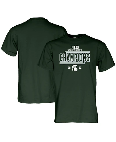 Men's and Women's Blue 84 Green Michigan State Spartans 2023 Big Ten Soccer Regular Season Champions Locker Room T-shirt