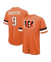 Men's Majestic Threads Joe Burrow Orange Distressed Cincinnati Bengals Name and Number Oversize Fit T-shirt