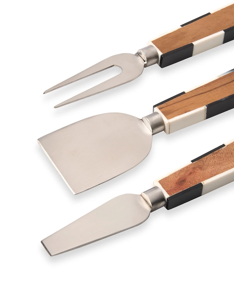 Godinger Signature Collection Acacia Wood 3 Piece Cheese Knife Set