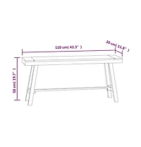 Bench 43.3" Solid Wood Teak