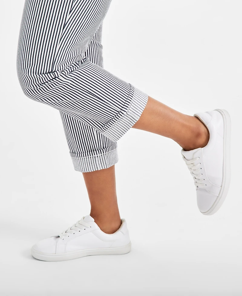 Style & Co Women's Striped Mid-Rise Curvy Capri Pants, Created for Macy's