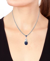 Effy Blue Sapphire (1-1/2 ct. t.w.) & White Sapphire (1/6 ct. t.w.) Ombre Cluster 18" Pendant Necklace in Sterling Silver