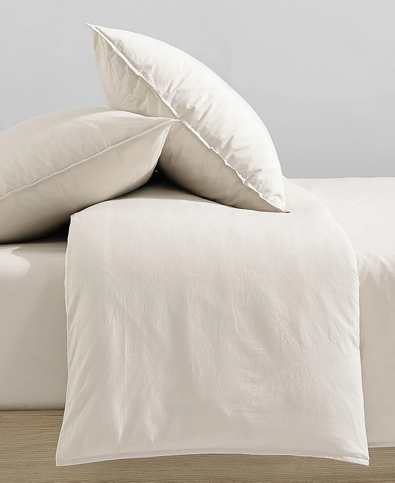 Closeout! Calvin Klein Washed Percale Cotton Solid 3 Piece Comforter Set