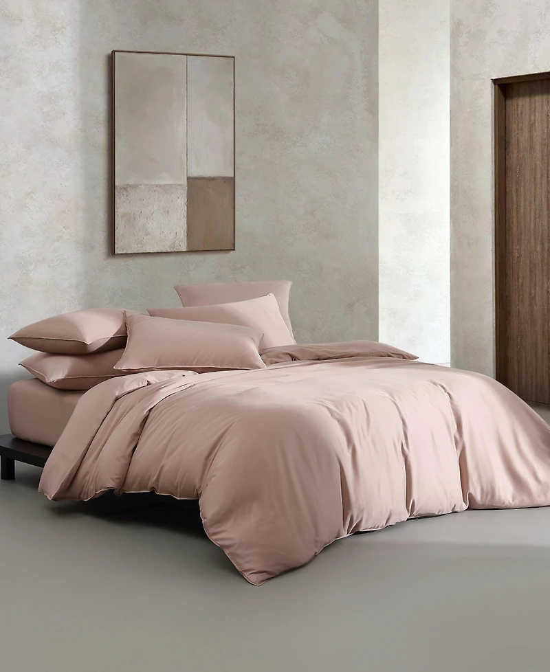 Closeout! Calvin Klein Organic Earth Solid Cotton Sateen 3 Piece Duvet Cover Set