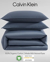 Calvin Klein Organic Earth Solid Cotton Sateen 3 Piece Duvet Cover Set