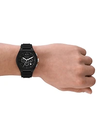 A|X Armani Exchange Men's Sync Chronograph Black Silicone Watch 44mm