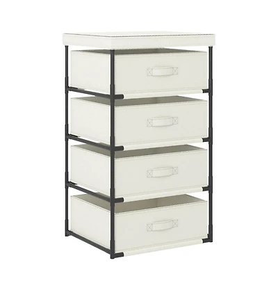 Storage Rack with 4 Fabric Baskets Steel Cream