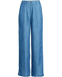 Lands' End Petite High Rise Tencel Fiber Pleated Wide Leg Pants