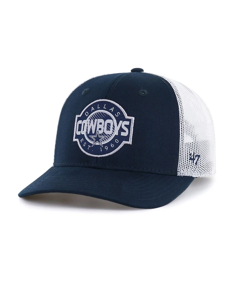 Big Boys '47 Brand Navy, White Dallas Cowboys Scramble Adjustable Trucker Hat