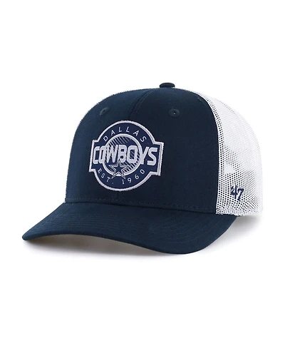 Big Boys '47 Brand Navy, White Dallas Cowboys Scramble Adjustable Trucker Hat