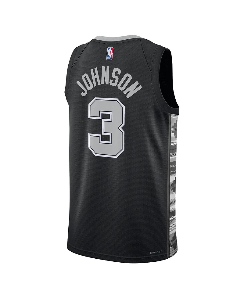 Men's and Women's Jordan Keldon Johnson Black San Antonio Spurs Swingman Jersey - Statement Edition